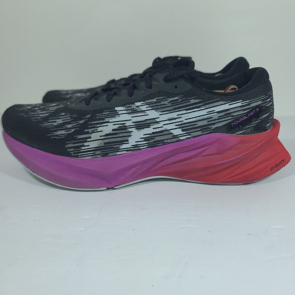 ASICS Novablast 3 Women Size 10.5 Black Purple Running Athletic Gym Shoe Sneaker - Picture 3 of 16